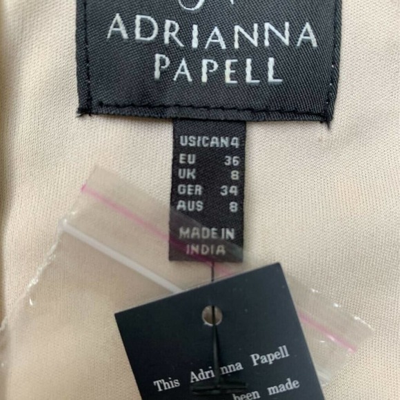 Adrianna Papell Brooklyn Prom Bridesmaid Dress Beige Zipper V Neck Sequins 4 - Picture 8 of 10